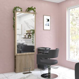 Konsoleta fryzjerska Velora Dąb Urban Kawowy z Podświetleniem LED Cargo z Gniazdkami